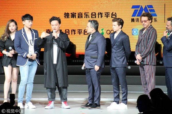陳奕迅出席「漫威電影十周年慶典」。（圖／CFP）