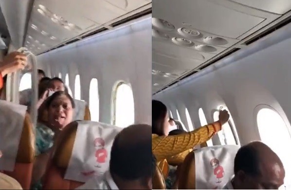 ▲▼ 印度航空（Air India）一架班機19日遇上亂流，機身嚴重顛簸，機艙內部窗框脫落、部分氧氣面罩自動掉落，至少3名乘客受傷。（圖／翻攝自LiveLeak）