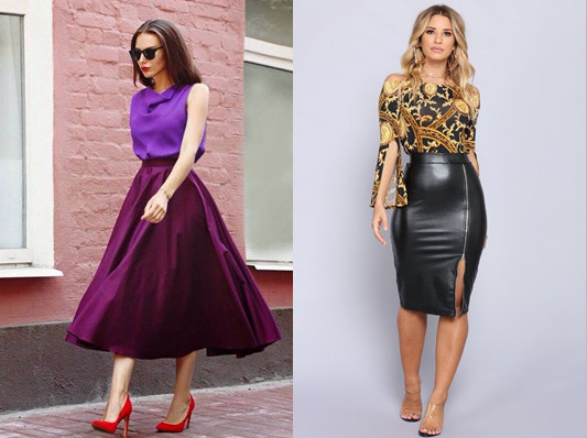 ▲寬鬆的裙擺（左），比包臀窄裙（右）更有修飾效果。（圖／翻攝自Pinterest）