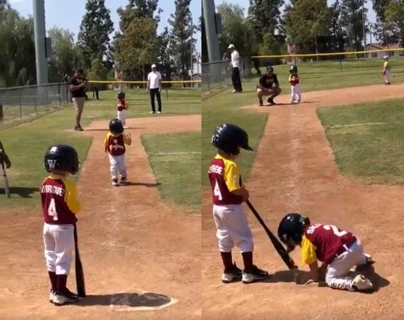 ▲▼ 加州3歲男童薩西多（Lennox Salcedo）打棒球「龜速」跑壘，外媒讚「喜劇之王」。（圖／翻攝自Twitter／TabbyRodriguez）