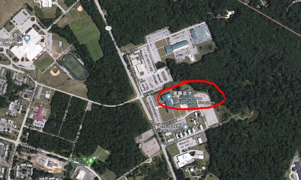 ▲▼網戰司令部總部設於馬里蘭州的米德堡（Fort Meade）。（圖／翻攝自Google Map）