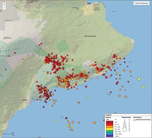 ▲▼ 受到火山活動影響，在4日中午至5日中午期間，夏威夷大島發生超過500次地震。（圖／翻攝自Facebook／USGS Volcanoes）