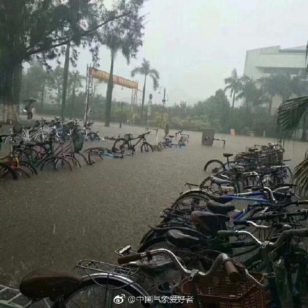 ▲▼廈門大學因暴雨讓樓梯慘變瀑布。（圖／翻攝自中國氣象愛好者、新浪廈門微博）