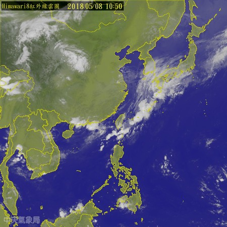 ▲▼鋒面今日就會通過台灣，預計周三開始水氣逐漸減少。（圖／氣象局）