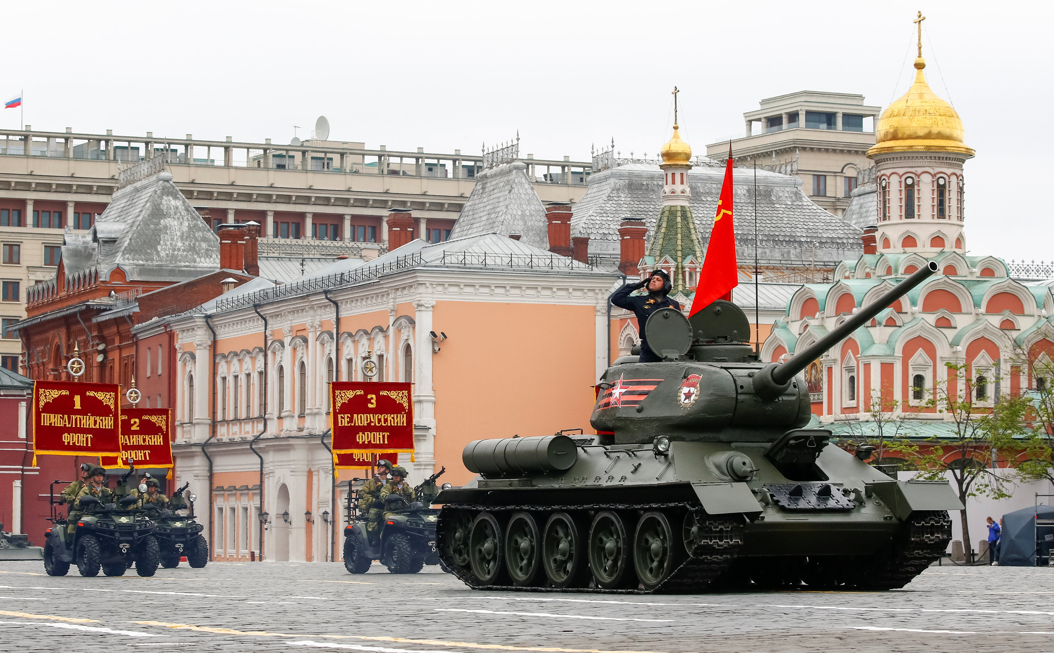 ▲▼2018俄羅斯紀念二戰勝利日預演,T-34。（圖／路透社）