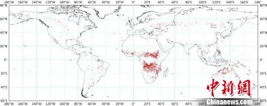 ▲▼2015年全球30米分辨率火燒跡地空間分佈圖             。（圖／翻攝自中新網）