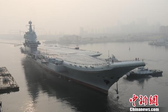▲▼中國第二艘航母首次出海試驗             。（圖／翻攝自中新網）
