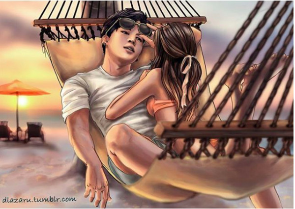 ▲▼Instagram插畫家dlazaru，專門繪製南韓男團防彈少年團（BTS）的戀愛日常。（圖／dlazaru授權《ETtoday星光雲》使用）
