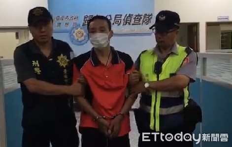 ▲台南市警歸仁分局緝獲拒捕潑酸造成3名警消人員受傷的陳姓毒品通緝犯到案送辦。（圖／記者林悅翻攝）