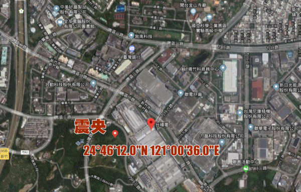 ▲▼新竹2.5地震「謎樣上下抖」網驚：交大爆炸？查座標竟在竹科園區。（圖／翻攝Google Map）