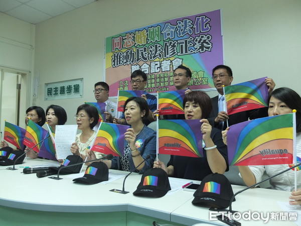 ▲▼民進黨團正式宣布推動婚姻平權法案。（圖／記者翁嫆琄攝）