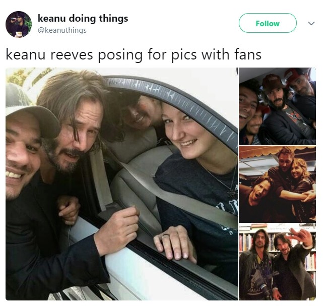 基努李維（Keanu Reeves）。（圖／翻攝自keanu doing things推特） 