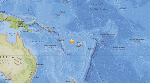 ▲▼斐濟外海今傳5.2地震　深度10公里。（圖／翻攝自usgs）