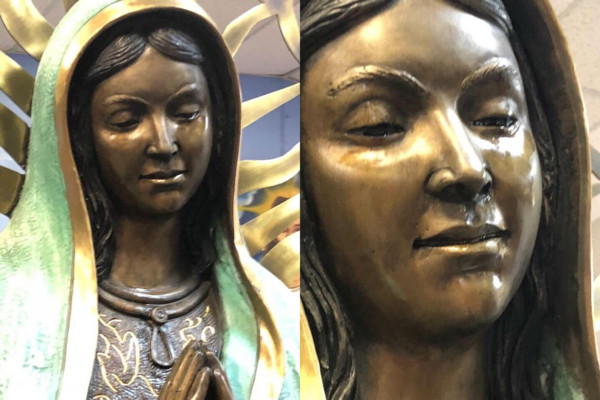 ▲▼新墨西哥州一座聖母像被發現「落淚」哭泣。（圖／翻攝自推特）