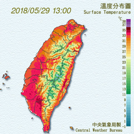 ▲▼台北高溫。（圖／中央氣象局）