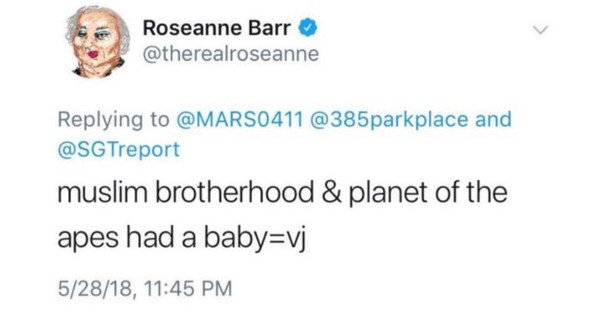 蘿珊巴爾（Roseanne Barr）。（圖／翻攝自蘿珊巴爾推特）