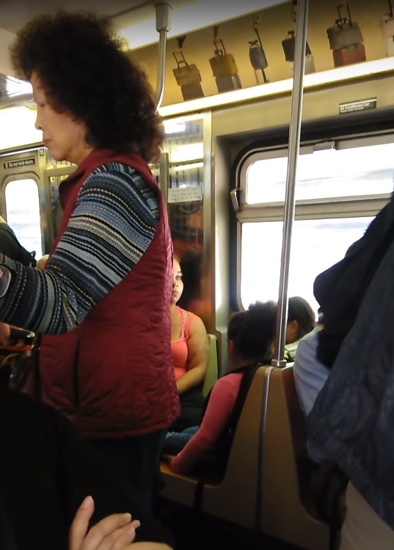 ▲▼兇悍婦人在紐約地鐵上怒罵亞裔婦女，還把人推倒在地。（圖／翻攝自YouTube／ Jose Amatute）