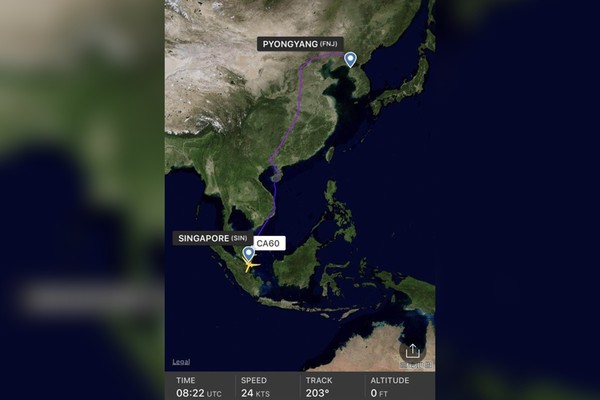 ▲▼川金會前夕！中國1客機從北韓出發　16：22抵達新加坡。（圖／翻攝flightradar24）