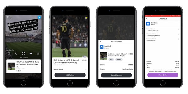 ▲Snapchat與SeatGeek合作　App開賣運動票劵（圖／翻攝 adweek）