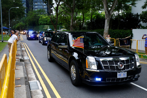 ▲川金會／美國總統川普（Donald Trump）新加坡車隊。（圖／路透社）