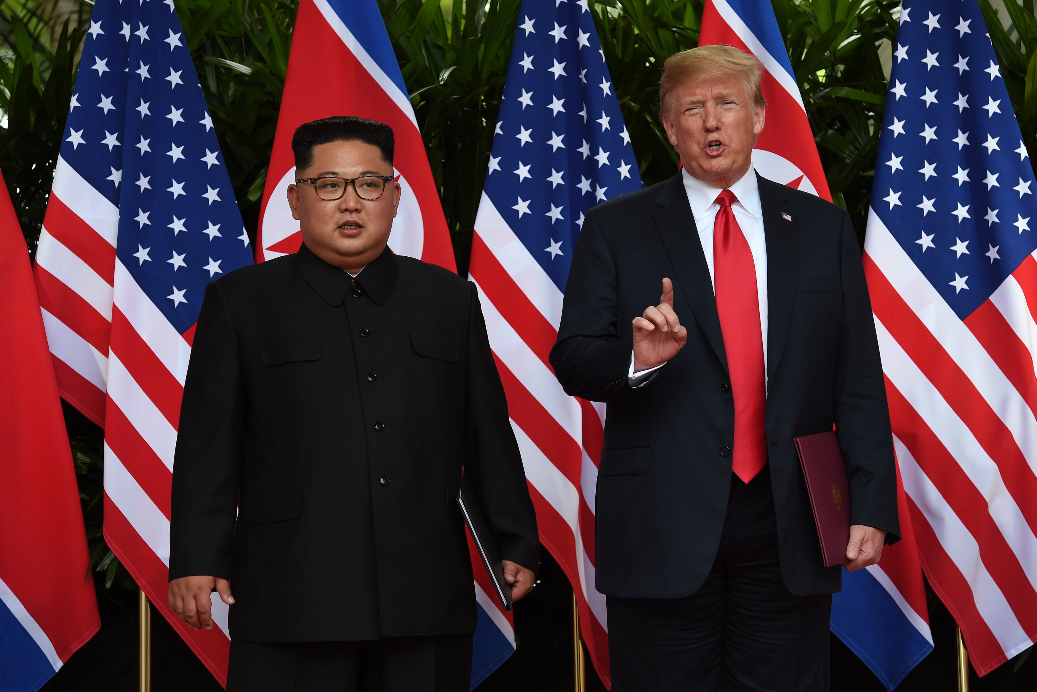 ▲川金會／北韓領導人金正恩與美國總統川普。（圖／路透社）