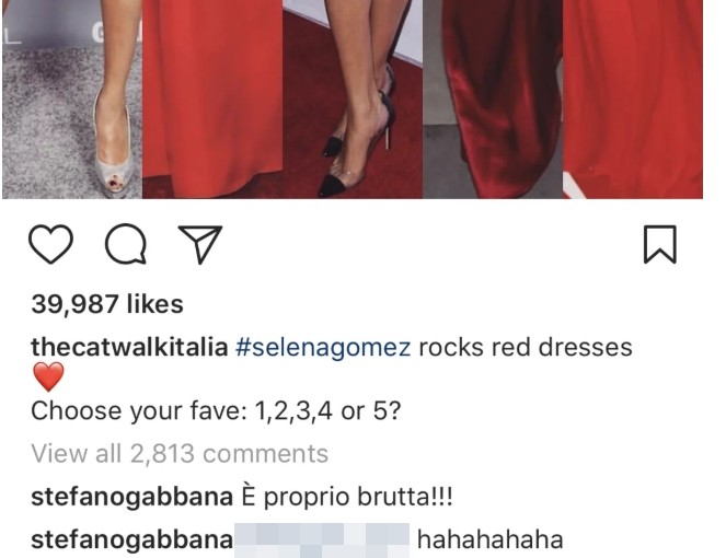 賽琳娜（Selena Gomez）被Stefano Gabbana罵。（圖／翻攝自The Catwalk Italia IG）