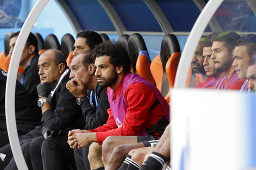 ▲2018世足，烏拉圭vs埃及，埃及薩拉赫（Mohamed Salah）坐板凳。（圖／達志影像／美聯社）