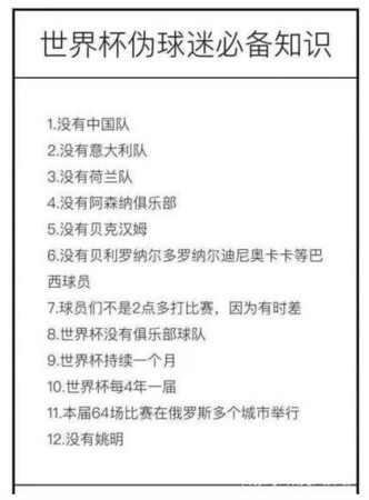 ▲▼大陸網友整理世足賽「偽球迷」知識。（圖／翻攝大陸網站）