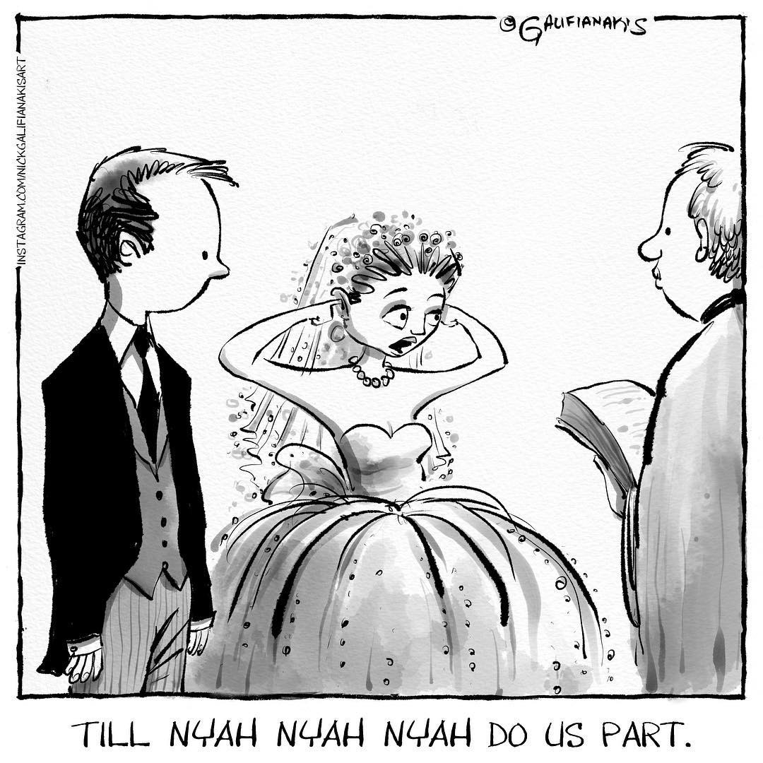 ▲Nick Galifianakis諷刺婚姻插畫（圖／翻攝自Nick Galifianakis FB）