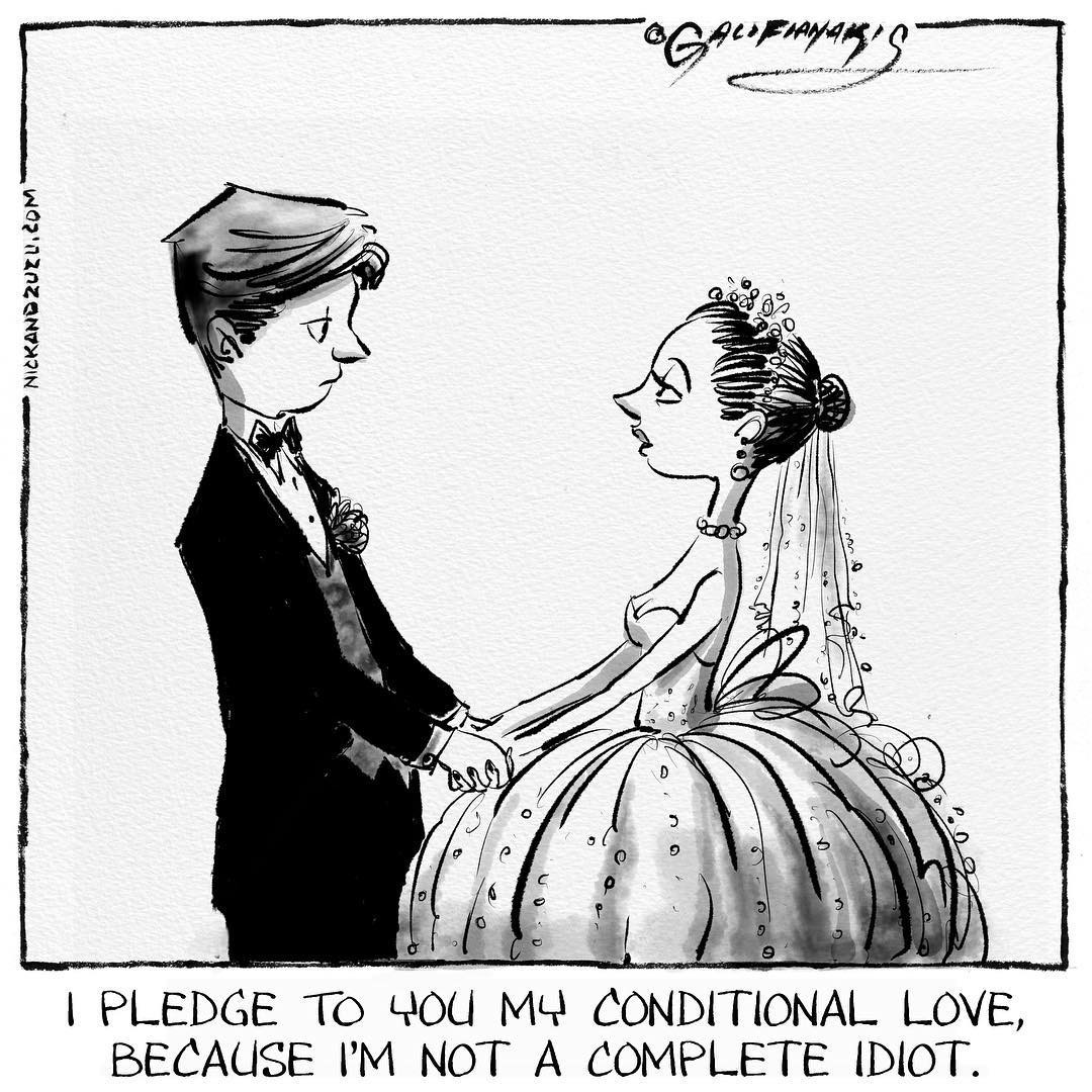 ▲Nick Galifianakis諷刺婚姻插畫（圖／翻攝自Nick Galifianakis FB）