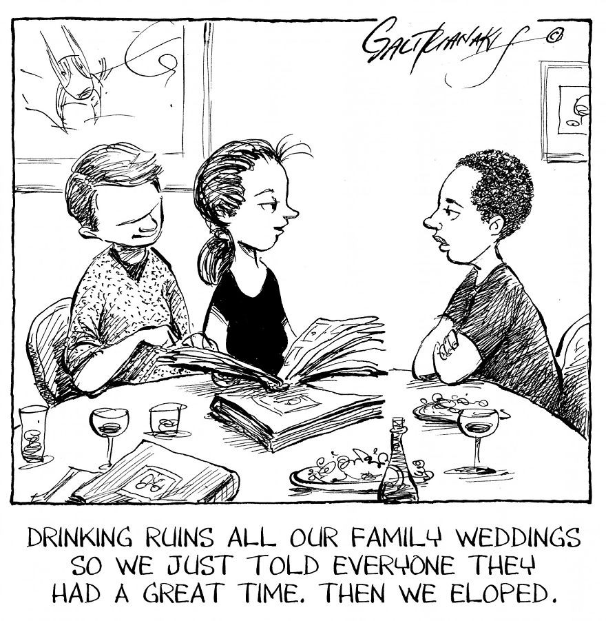 ▲Nick Galifianakis諷刺婚姻插畫（圖／翻攝自Nick Galifianakis FB）