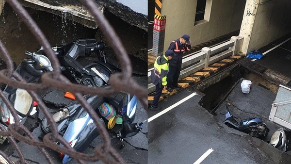 ▲▼網友PO出大同地下道路面塌陷。（圖／翻攝自台南諸事會社臉書社團）