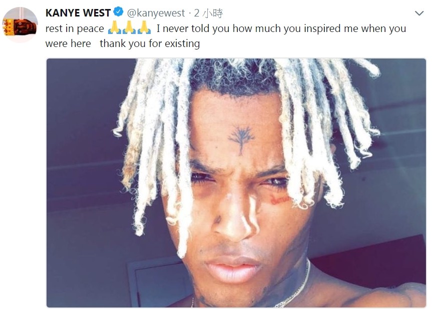肯伊威斯特（Kanye West）哀悼XXXTentacion。（圖／翻攝自肯伊威斯特推特）