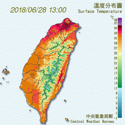 ▲▼台北高溫。（圖／中央氣象局）