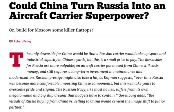 ▲▼ 美媒報導，俄羅斯或將被迫從中國購買航母。（圖／翻攝《The National Interest》網站）