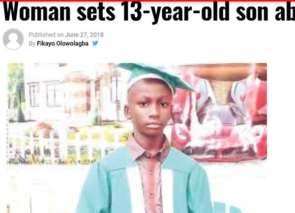 記憶卡被偷！變態母淋煤油「逼供」　活活燒死13歲兒。（圖／翻攝自Daily Post Nigeria）