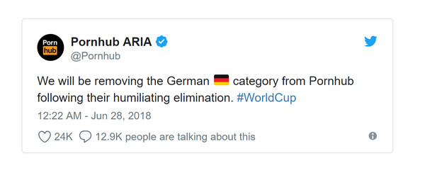 ▲▼       德國世足賽淘汰後，A片網站的宣傳手法      。（圖／取自pornhub官方推特）