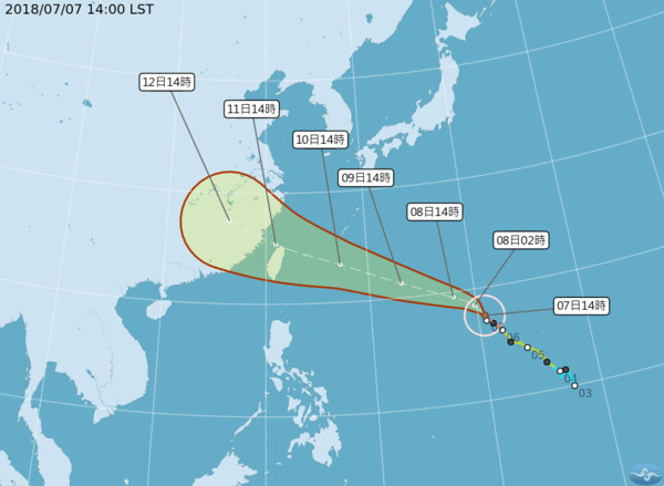 ▲▼0707瑪莉亞颱風路徑。（圖／翻攝自氣象局網站）