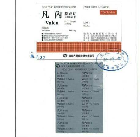 ▲▼ 國內使用中國浙江華海藥業原料藥Valsartan製劑。（圖／食藥署提供）