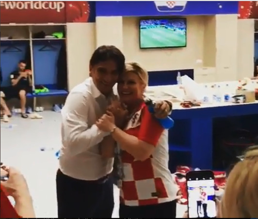 ▲▼賽後克羅埃西亞總統在休息室，與教練一同分享勝利的喜悅。（圖／截自IG）