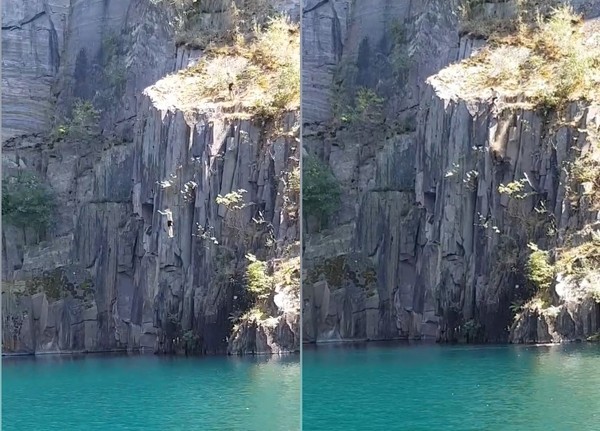 懸崖跳水「岩石瞬間崩塌」　2男驚險逃過死亡瞬間。（圖／翻攝自Mark Humphreys的臉書）