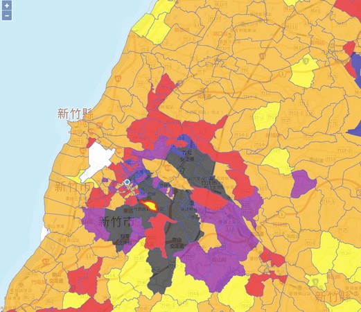 ▲▼▲台灣所得地圖曝光，一張圖秒懂新竹是一個「年輕、多金」的城市。（圖／見域工作室提供，請勿隨意翻拍，以免侵權。）