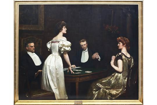 ▲【圖 3】John Collier, The Cheat, 1905, oil on canvas, 167.6 &times; 198.1 cm