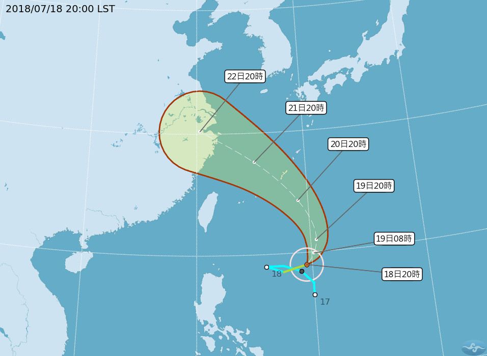 ▲▼安比颱風未來路徑潛勢預報。（圖／中央氣象局）