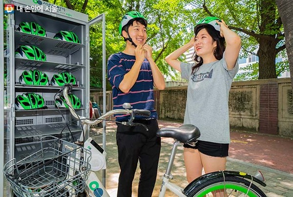 ▲▼ 南韓的租借腳踏車免費出租安全帽，才4天就有一半不翼而飛。（圖／翻攝自首爾市網站我手中的首爾）