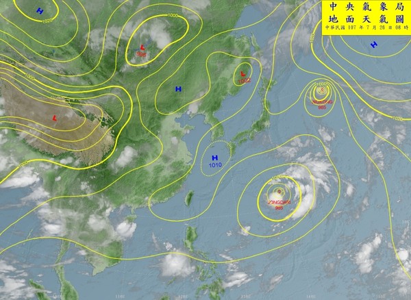 ▲▼地面天氣圖。（圖／中央氣象局）