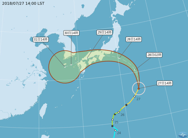 ▲▼雲雀颱風路徑。（圖／中央氣象局）