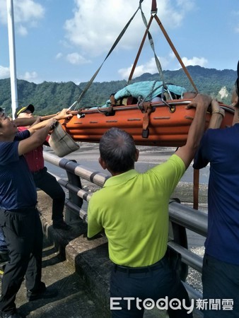 ▲▼  集鹿大橋下濁水溪流民眾跳橋           。（圖／記者李忠憲翻攝）