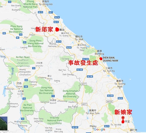 ▲越南廣南省廷邦市1號公路30日發生嚴重死亡車禍。（圖／Google Map）