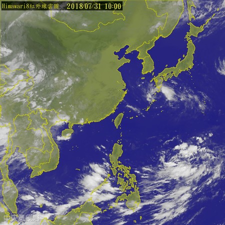 ▲▼延續高溫炎熱天 雲雀颱風打轉整合中。（圖／氣象局）